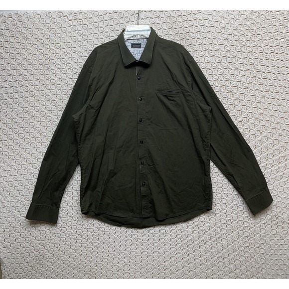 7 Diamonds Shirt Men's Large Long Sleeve Button-up Olive Green Casual Wear Reg F - Picture 1 of 10